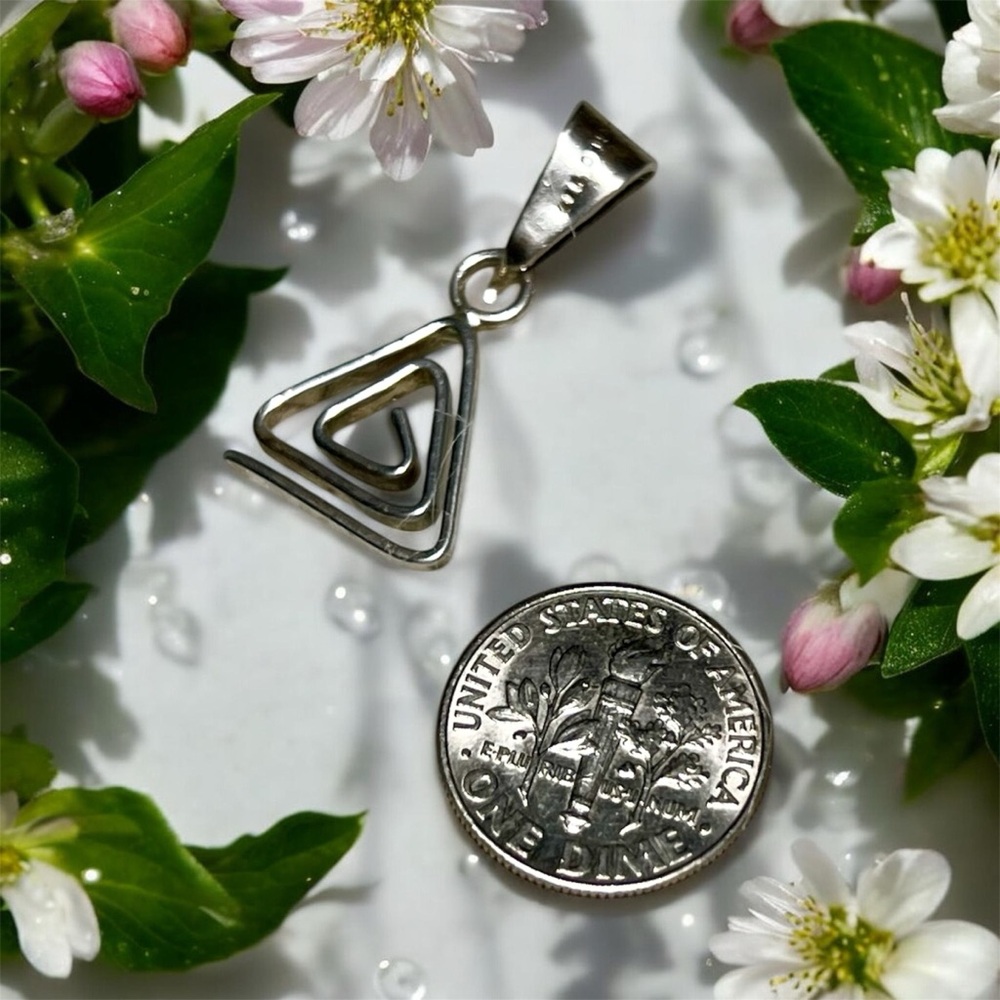 Sterling Silver 925 Geometric Triangle Pendant - Sleek Modern Design